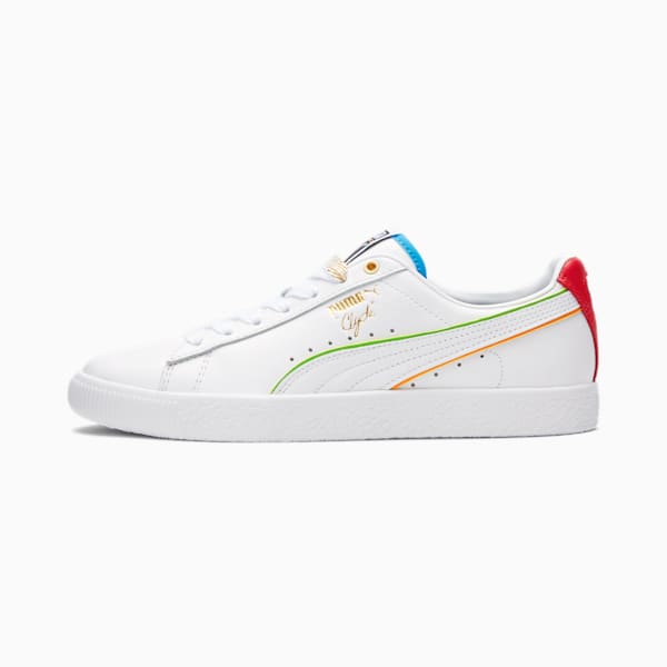 Clyde WH Women's Sneakers, Puma White-High Risk Red-Dresden Blue, extralarge