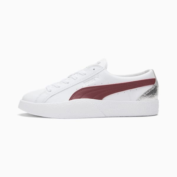 Love Formstrip Women's Sneakers, Puma White-Burgundy-Metallic Silver, extralarge