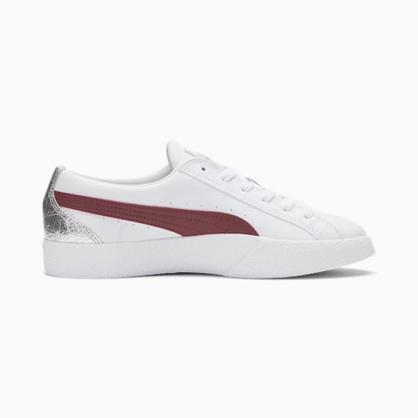 Love Formstrip Women's Sneakers, Puma White-Burgundy-Metallic Silver, extralarge
