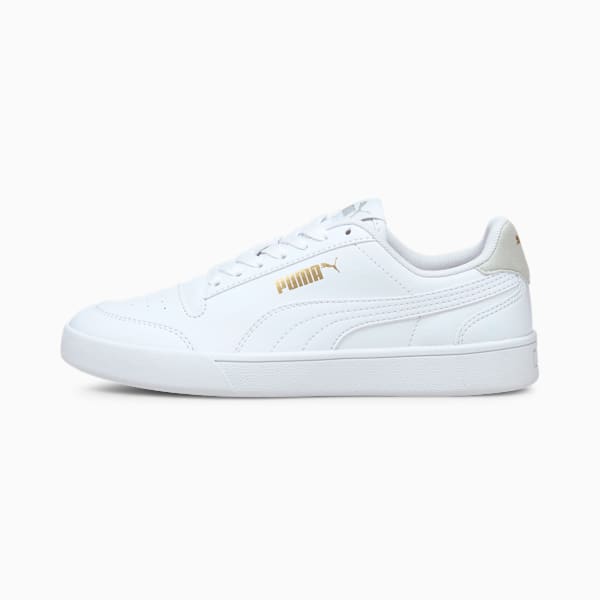 Tenis Shuffle adolescentes, Puma White-Puma White-Gray Violet-Puma Team Gold, extralarge