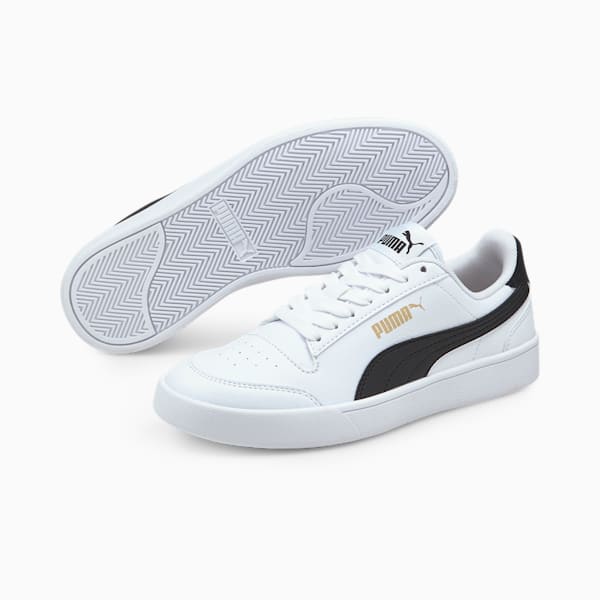 Shuffle Big Kids' Sneakers, Puma White-Puma Black-Puma Team Gold, extralarge