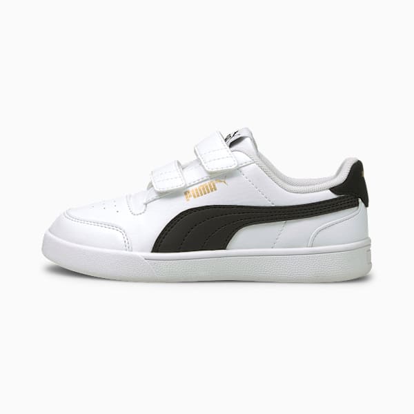 Tenis Shuffle para niños, Puma White-Puma Black-Puma Team Gold, extralarge