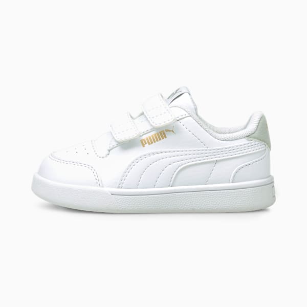 Tenis Shuffle para bebés, Puma White-Puma White-Gray Violet-Puma Team Gold, extralarge