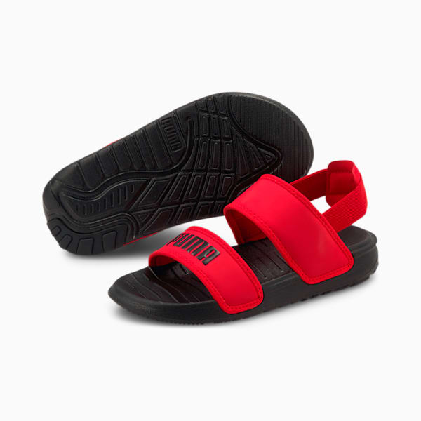 Little Kids' Soft Sandals, High Risk Red-Puma Black, extralarge