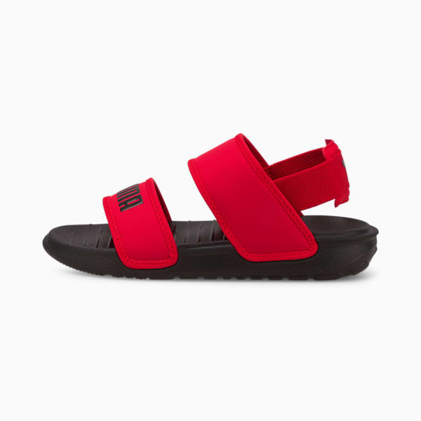 Little Kids' Soft Sandals, High Risk Red-Puma Black, extralarge