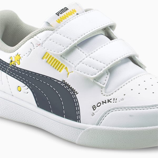 PUMA x PEANUTS Shuffle Little Kids' Shoes, Puma White-Puma Black-Maize, extralarge