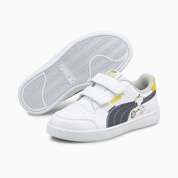 PUMA x PEANUTS Shuffle Little Kids' Shoes, Puma White-Puma Black-Maize, extralarge