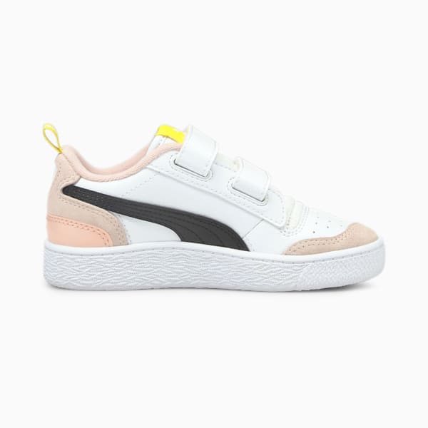 Tenis PUMA x PEANUTS Ralph Sampson V para Niños, Puma White-Puma Black-Sun Kissed Coral, extralarge