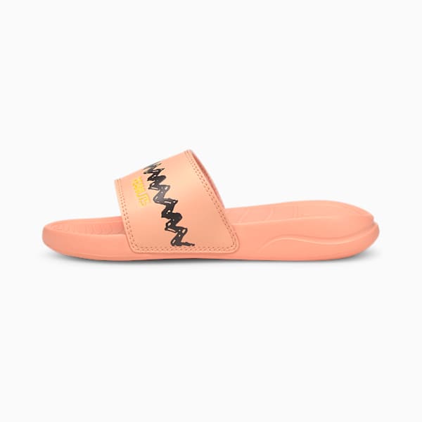 PUMA x PEANUTS Popcat 20 Little Kids' Slides, Apricot Blush-Puma Black, extralarge