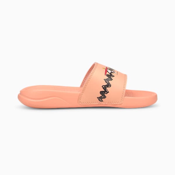PUMA x PEANUTS Popcat 20 Little Kids' Slides, Apricot Blush-Puma Black, extralarge