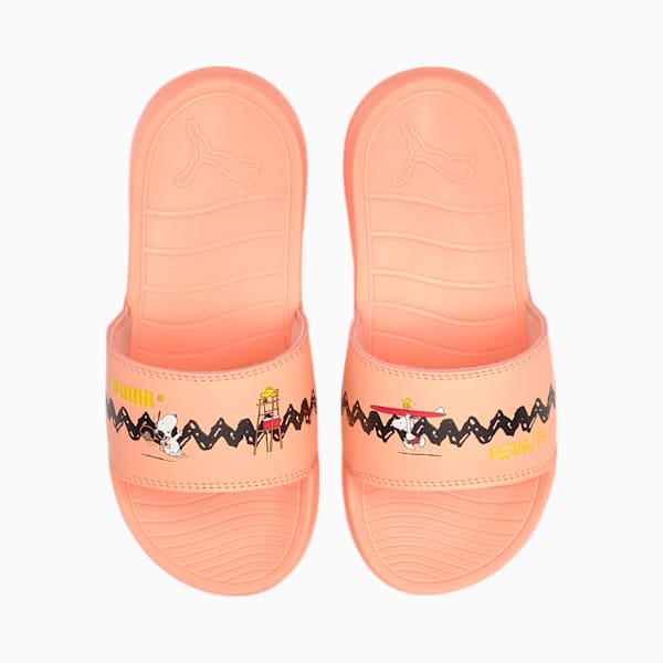PUMA x PEANUTS Popcat 20 Little Kids' Slides, Apricot Blush-Puma Black, extralarge