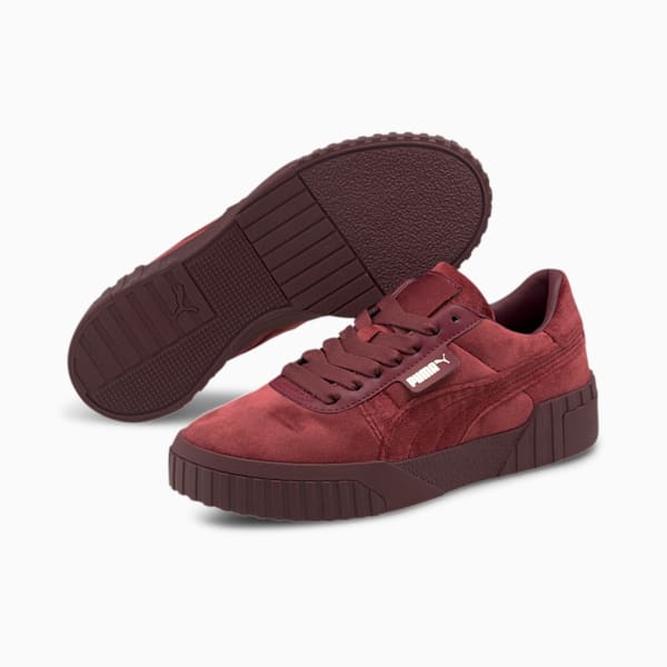 Cali Velour Women's Sneakers, Burgundy-Puma Team Gold, extralarge