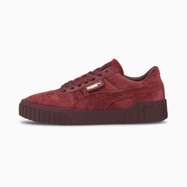 Cali Velour Women's Sneakers, Burgundy-Puma Team Gold, extralarge