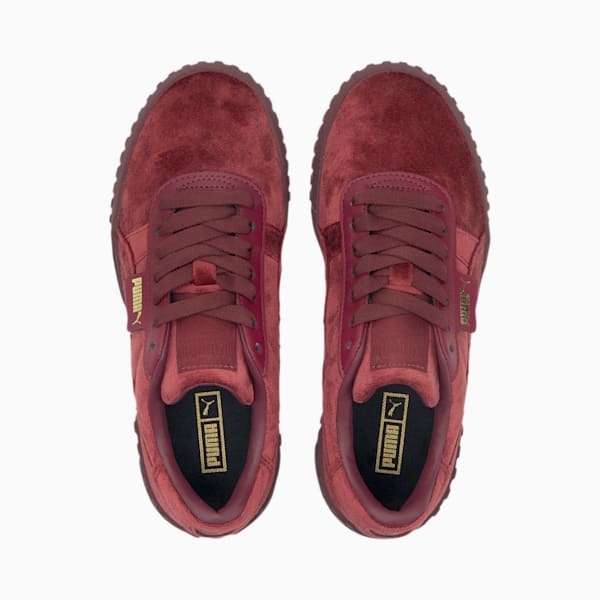 Cali Velour Women's Sneakers, Burgundy-Puma Team Gold, extralarge