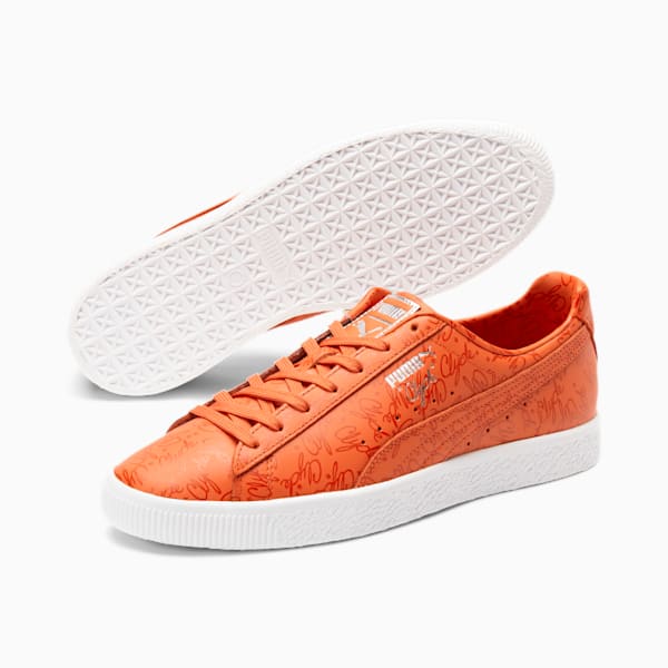 Clyde Script Sneakers, Ultra Orange-Pureed Pumpkin-Puma White, extralarge