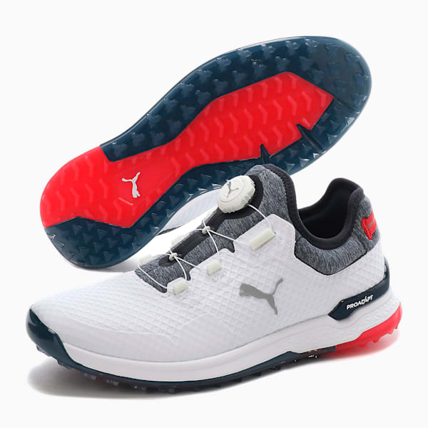 ゴルフ プロアダプト アルファキャット ディスク  スパイクレス シューズ, Puma White-Navy Blazer-High Risk Red