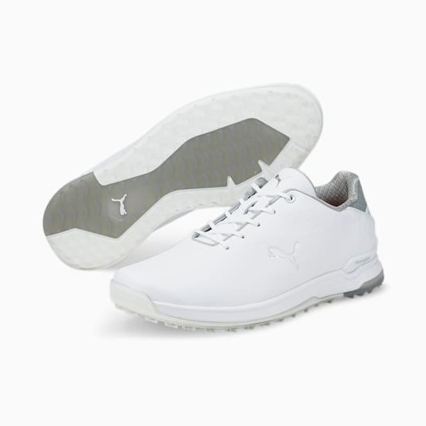 PROADAPT ALPHACAT Leather Men's Golf Shoes, Puma White-Puma Silver