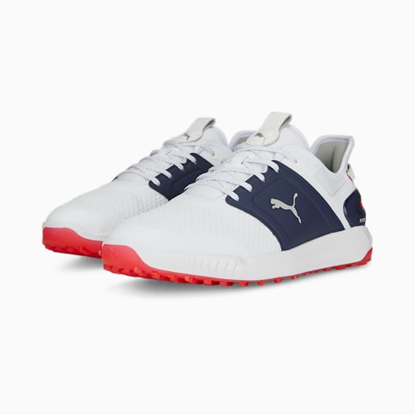 メンズ ゴルフ イグナイト エレベート スパイクレス シューズ, PUMA White-PUMA Silver-PUMA Navy, extralarge-JPN