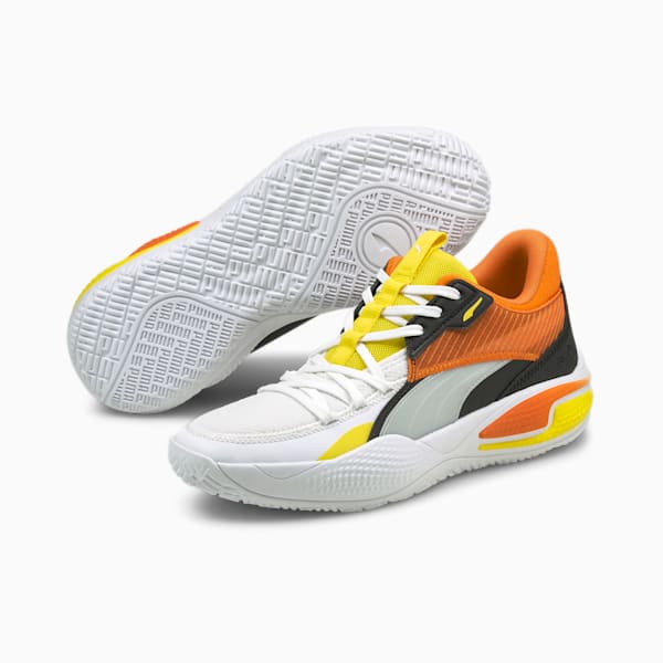 Court Rider Court Crush Street Basketball Shoes, Puma White-Carrot, extralarge