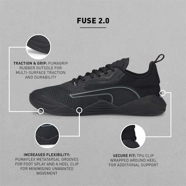 Fuse 2.0 Men's Training Shoes, Puma Black-CASTLEROCK, extralarge-IND