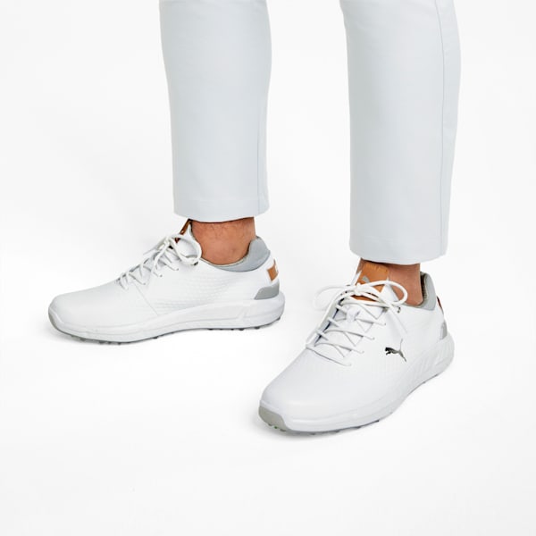 IGNITE Articulate Leather Men's Golf Shoes, Puma White-Puma Silver, extralarge