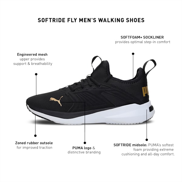SOFTRIDE Fly Men's Walking Shoes, Puma Black-Puma Team Gold, extralarge-IDN