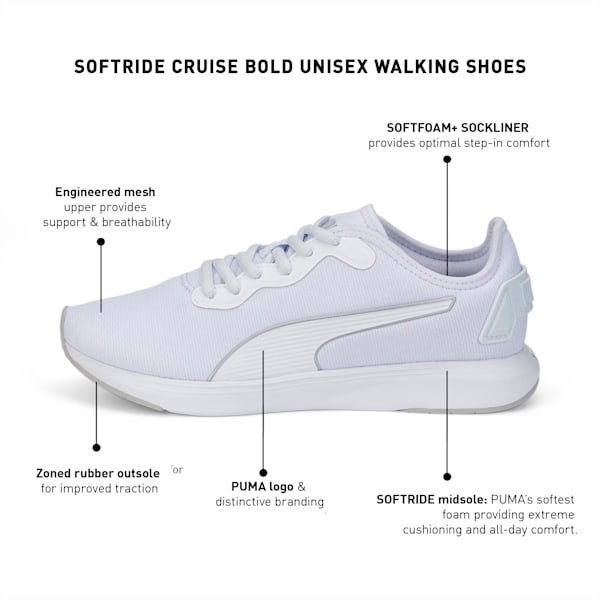 SOFTRIDE Cruise Bold Unisex Walking Shoes, Puma White-Metallic Silver, extralarge-IND