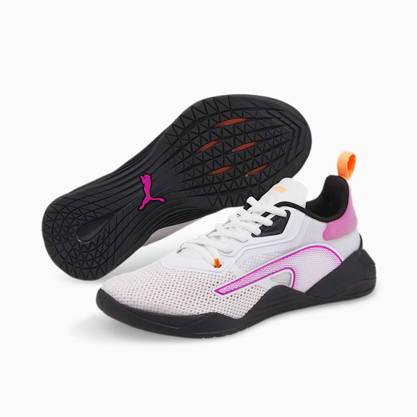 Zapatos de entrenamiento para mujer Fuse 2.0, Puma White-Puma Black-Deep Orchid-Neon Citrus, extralarge