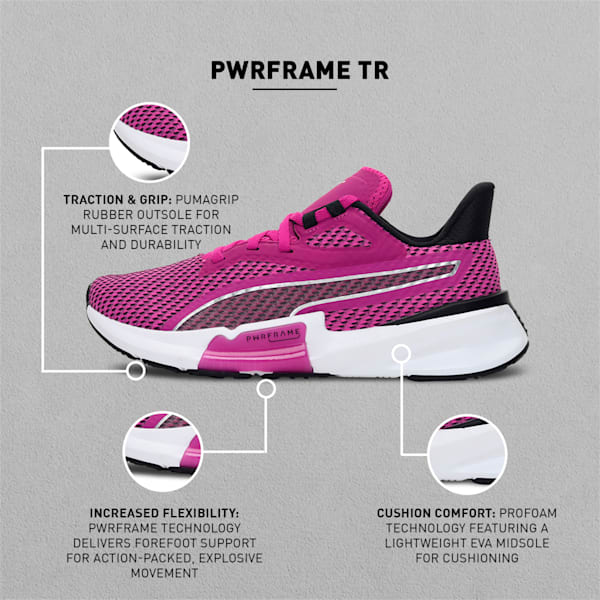 PWRFrame Women's Training Shoes, Deep Orchid-Puma Black, extralarge-IND