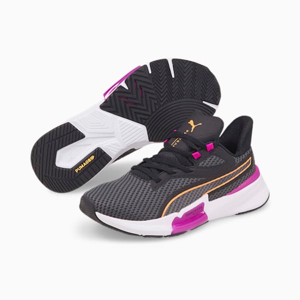 PWRFrame Women's Training Shoes, Puma Black-Deep Orchid-Neon Citrus