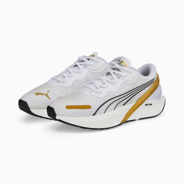 Run XX Nitro WNS Running ShoesWomen, Puma White-Puma Team Gold-Puma Black