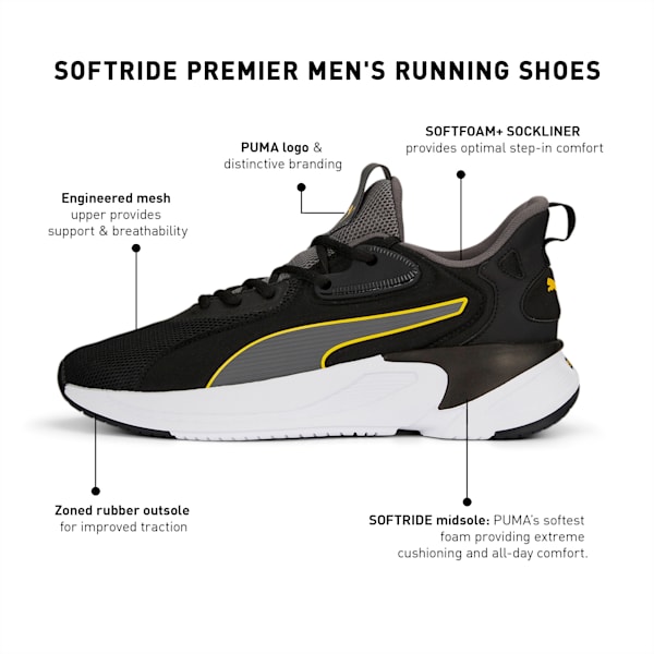 SOFTRIDE Premier Men's Running Shoes, PUMA Black-Cool Dark Gray-Fresh Pear, extralarge-IND