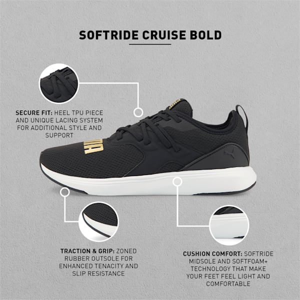Softride Cruise Bold Men's Walking Shoes, Puma Black-Puma White