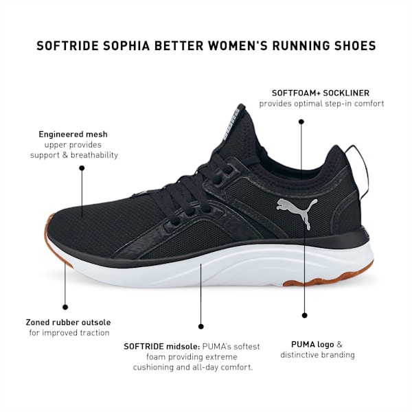 SOFTRIDE Sophia Better Women's Running Shoes, Puma Black-Metallic Silver, extralarge-IDN