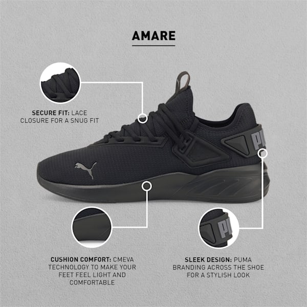 Amare Running Shoes, Puma Black-CASTLEROCK, extralarge-IND