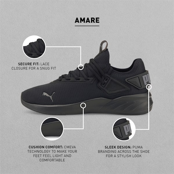 Amare Unisex Running Shoes, Puma Black-CASTLEROCK, extralarge-IND