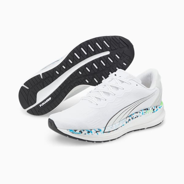 Magnify Nitro Wildwash Men's Running Shoes, Puma White-Puma Black-Ocean Dive, extralarge