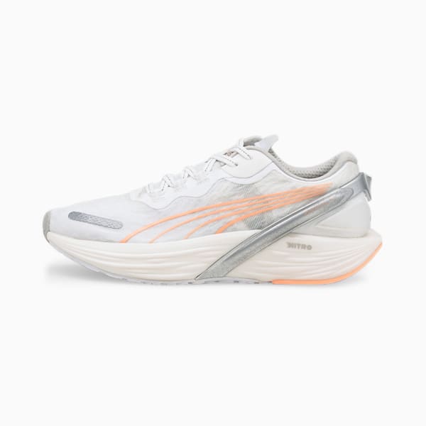 Zapatos para correr para mujer Run XX Nitro Wildwash, Puma White-Metallic Silver-Fizzy Melon, extralarge