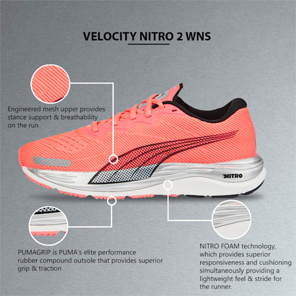 Velocity NITRO™ 2 Women's Running Shoes, Sunset Glow-Puma Black, extralarge-IND