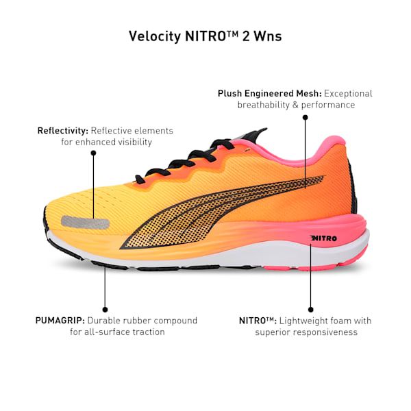 Velocity NITRO™ 2 Women's Running Shoes, Sunset Glow-Sun Stream, extralarge-IND