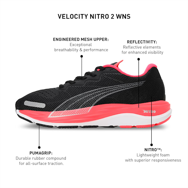 Velocity NITRO 2 Women's Running Shoes, PUMA Black-Fire Orchid, extralarge-IND
