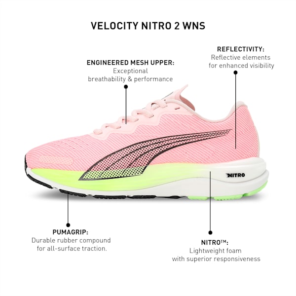 Velocity NITRO™ 2 Women's Running Shoes, Frosty Pink-Speed Green, extralarge-IND