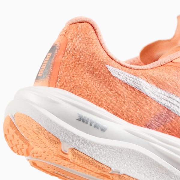 Velocity Nitro 2 Wildwash Women's Running Shoes, Puma White-Fizzy Melon, extralarge-IND
