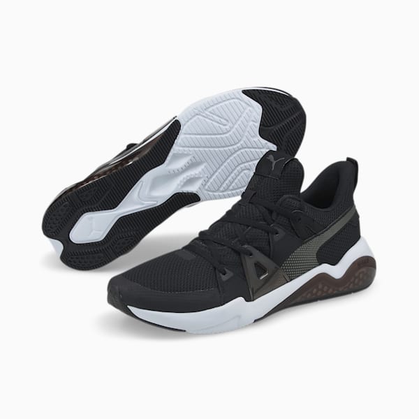 Cell Fraction Mesh Men's Running Shoes, Puma Black-Puma White-CASTLEROCK, extralarge-IND