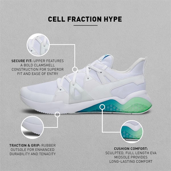 Cell Fraction Hype Men's Training Shoes, Puma White-Ocean Dive-Fizzy Lime, extralarge-IND