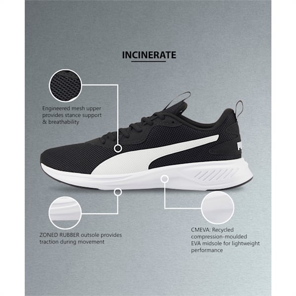 Incinerate Unisex Running Shoes, Puma Black-Puma White, extralarge-IND