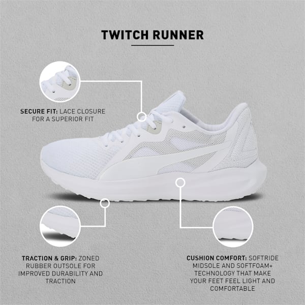 Twitch Runner Unisex Running Shoes, Puma White-Gray Violet, extralarge-IND