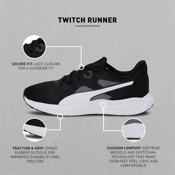 Twitch Runner Unisex Running Shoes, Puma Black-Asphalt, extralarge-IND