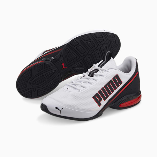 Cell Divide Men's Running Shoes, Puma White-Puma Black-High Risk Red, extralarge