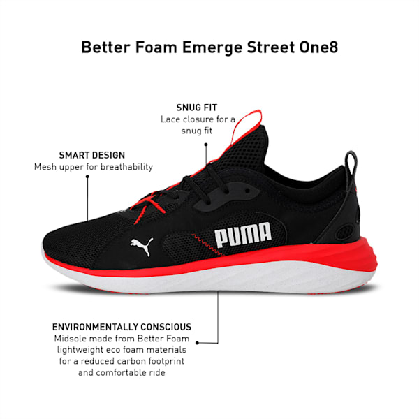 Better Foam Emerge one8 Running Shoes, Puma Black-High Risk Red, extralarge-IND